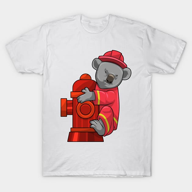 Koala as Firefighter with Fire hydrant T-Shirt by Markus Schnabel